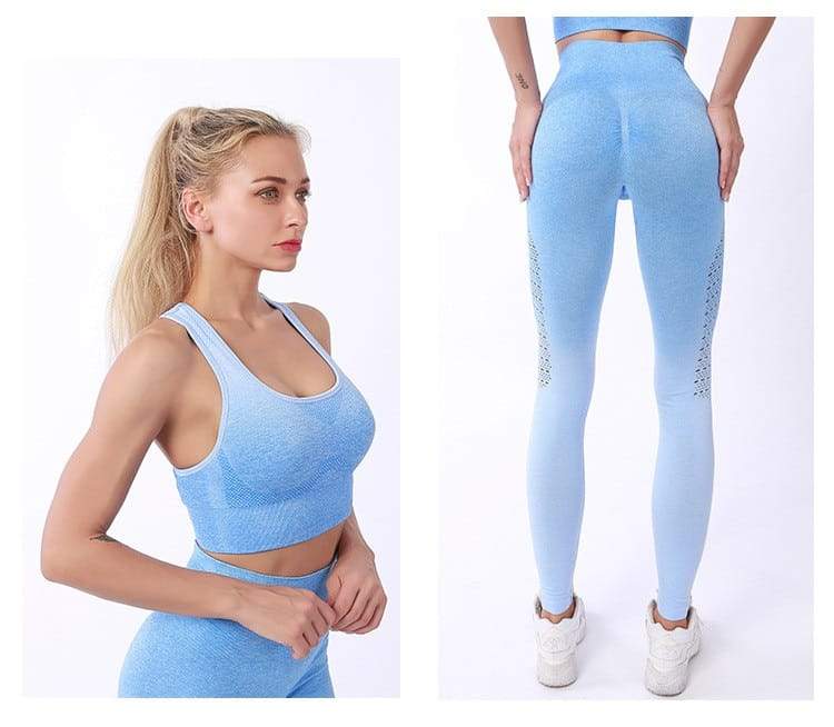 Women Sport Suit Fitness Female Yoga Set Ombre Push Up Workout Gym 