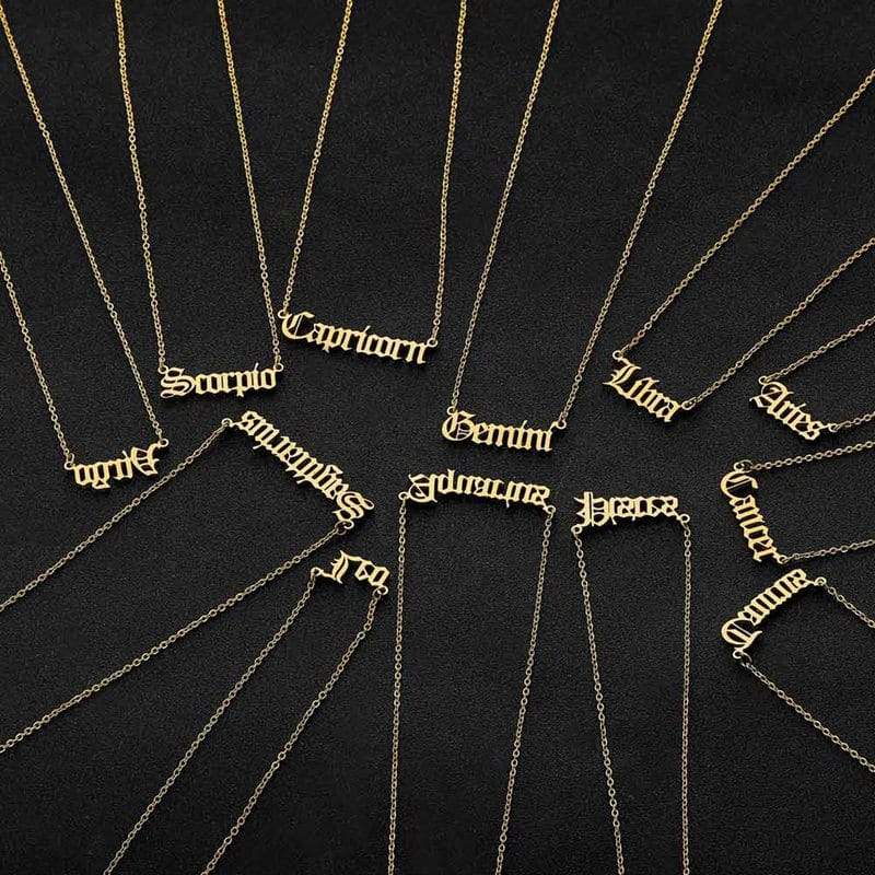 12 Zodiac Letter Constellations Pendants Necklace For Women Men Virgo 