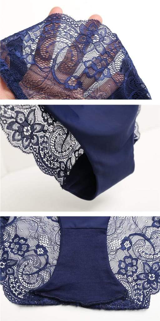 A set of 3 pcs Sexy Lace and Silk Lingerie Panties at PlusMinusCo.com