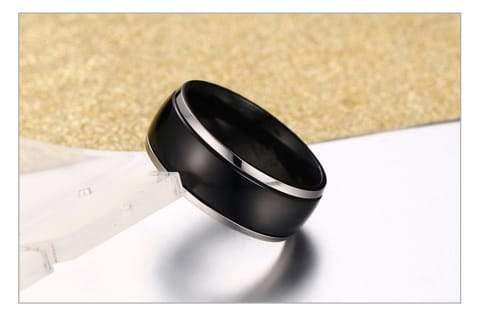 Anillo nórdico ligero informal de titanio negro para hombre de 8 mm