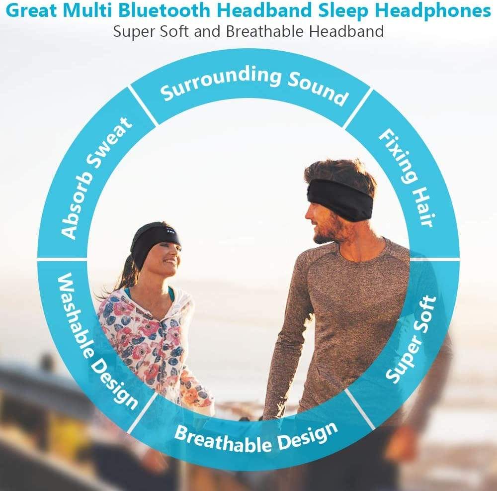 Sleep -hovedtelefoner Bluetooth -hovedbånd, opgradering Soft Sleeping Wireless