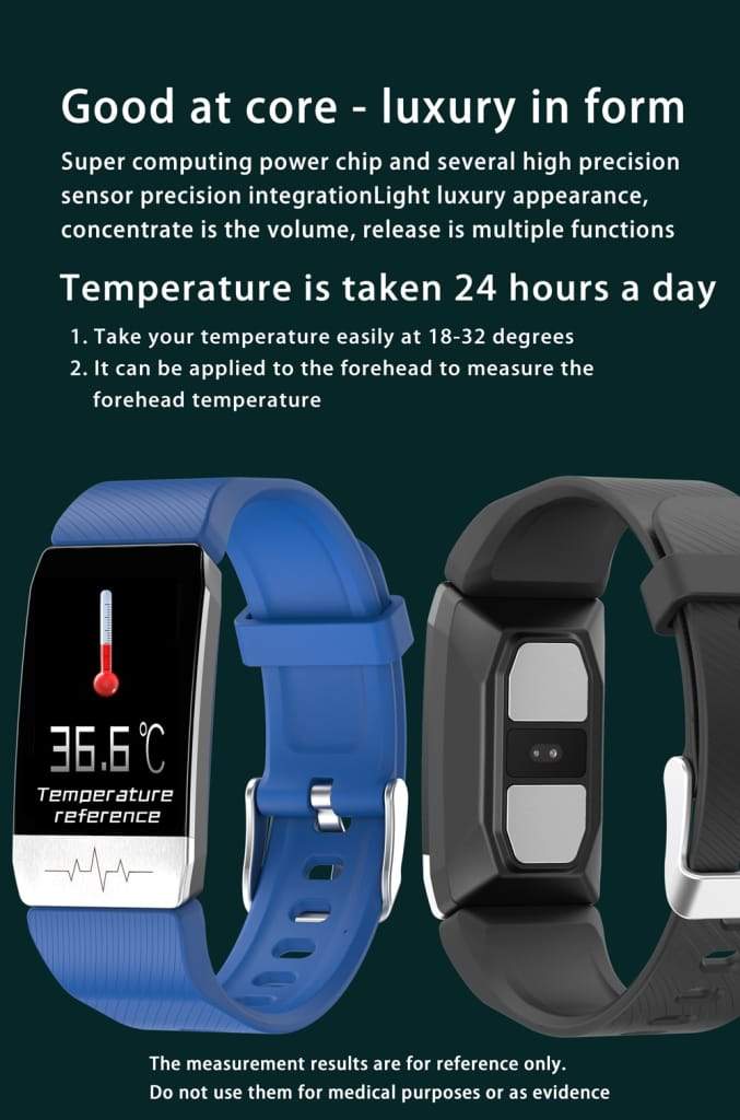 T1 Smart Watch Band With Temperature Immune Measure ECG Heart Rate 