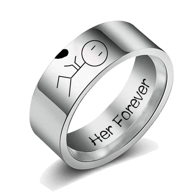 His Queen Her King Couple Ring Stainless steel Silver Color Simple 