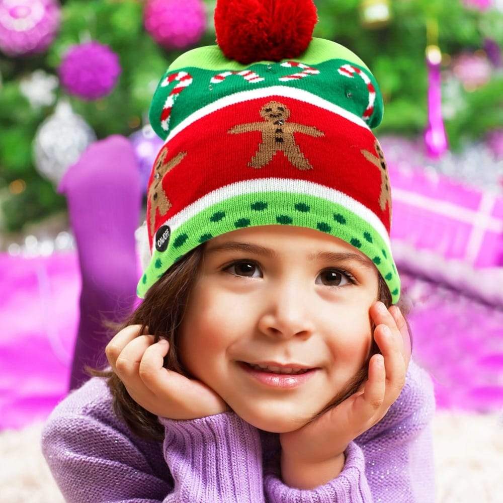 OurWarm Led Light Cotton Christmas Hat Knit Up Beanie Kids Adult 