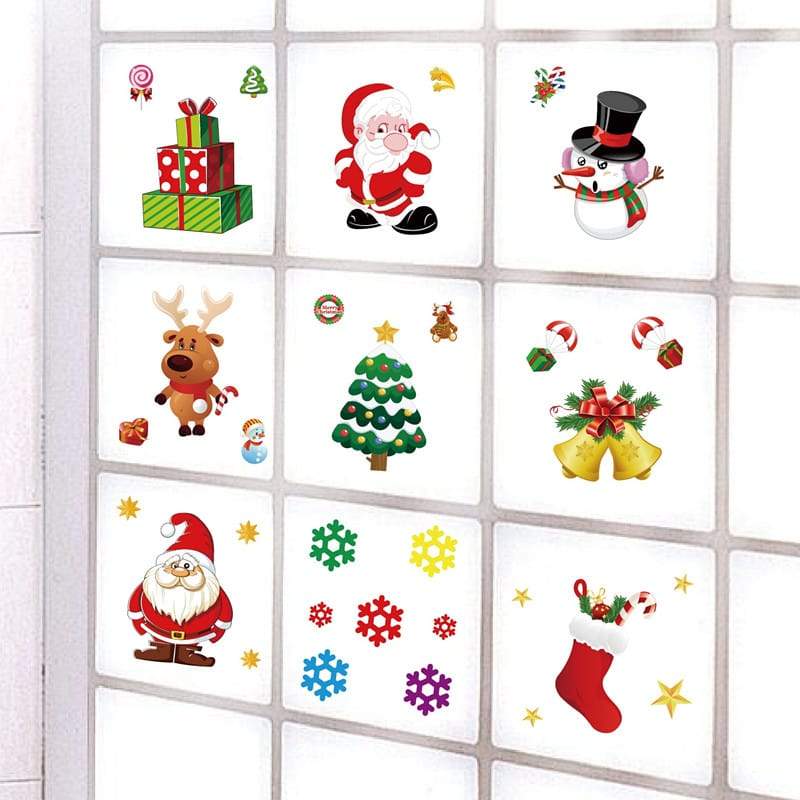 Weihnachtsfensteraufkleber Weihnachtsmann/Schneemann/Elch Glas Xmas