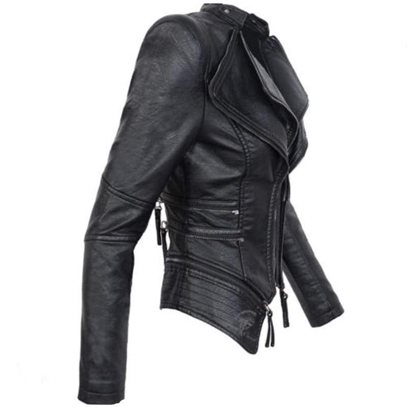 Gothic couro falso PU Mulheres Jaqueta de Inverno Moda Outono