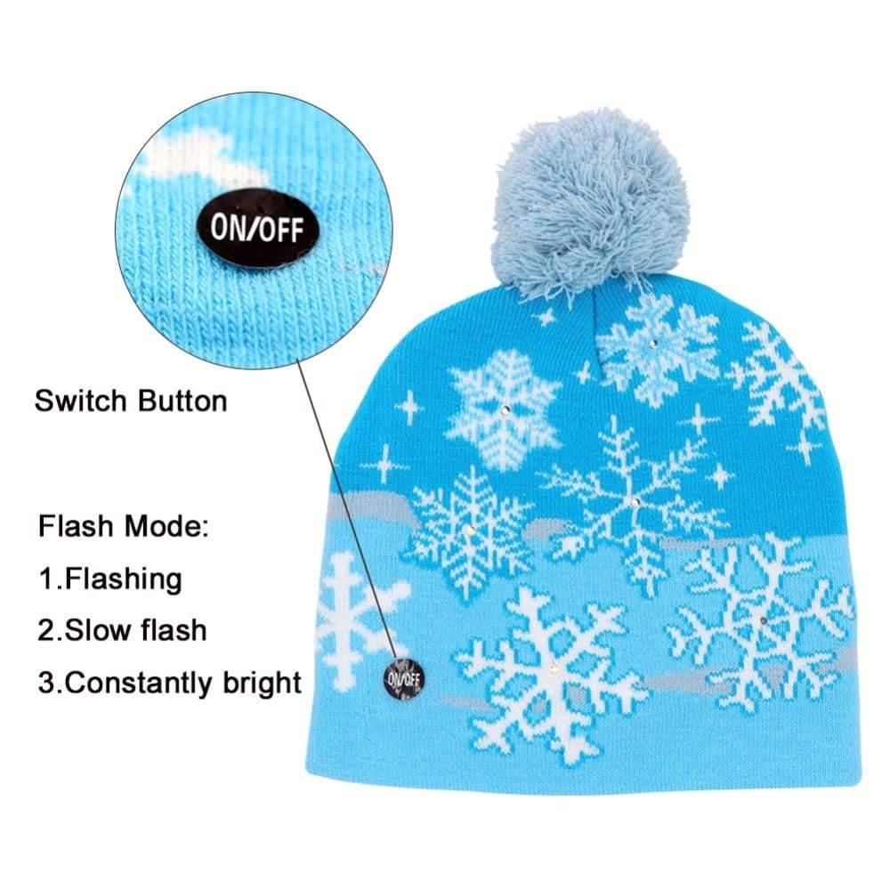 OurWarm Led Light Cotton Christmas Hat Knit Up Beanie Kids Adult 