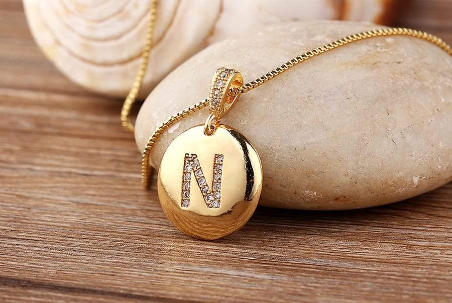 Letter Necklace Gold 26 Letters Charm Necklaces Pendants Copper CZ 