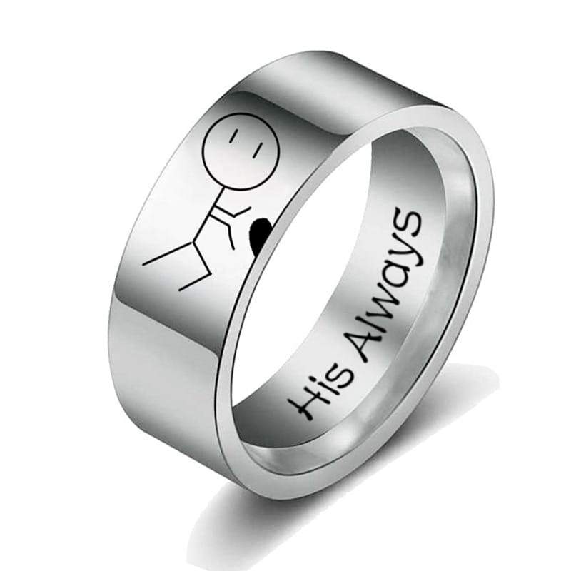 His Queen Her King Couple Ring Stainless steel Silver Color Simple 
