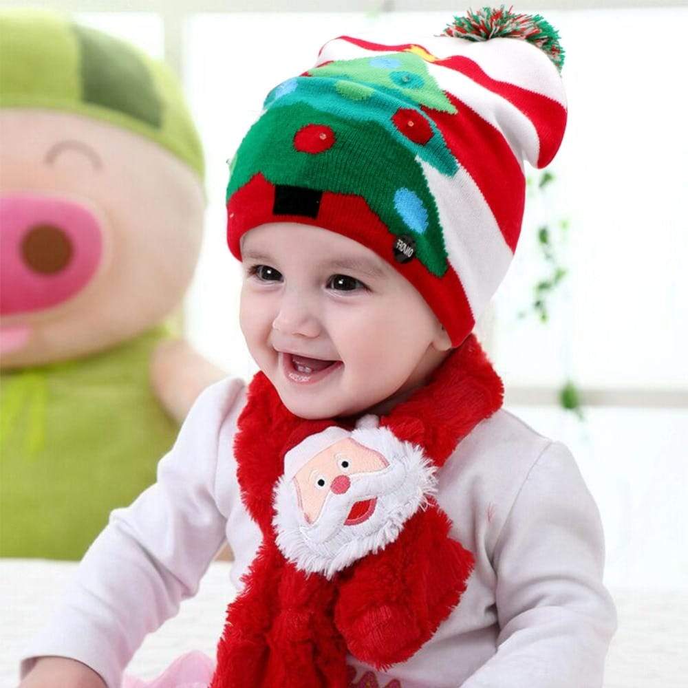 OurWarm Led Light Cotton Christmas Hat Knit Up Beanie Kids Adult 