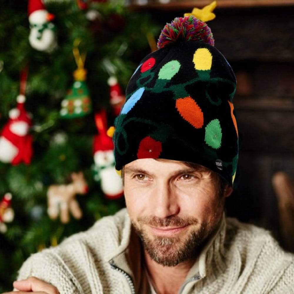 OurWarm Led Light Cotton Christmas Hat Knit Up Beanie Kids Adult 