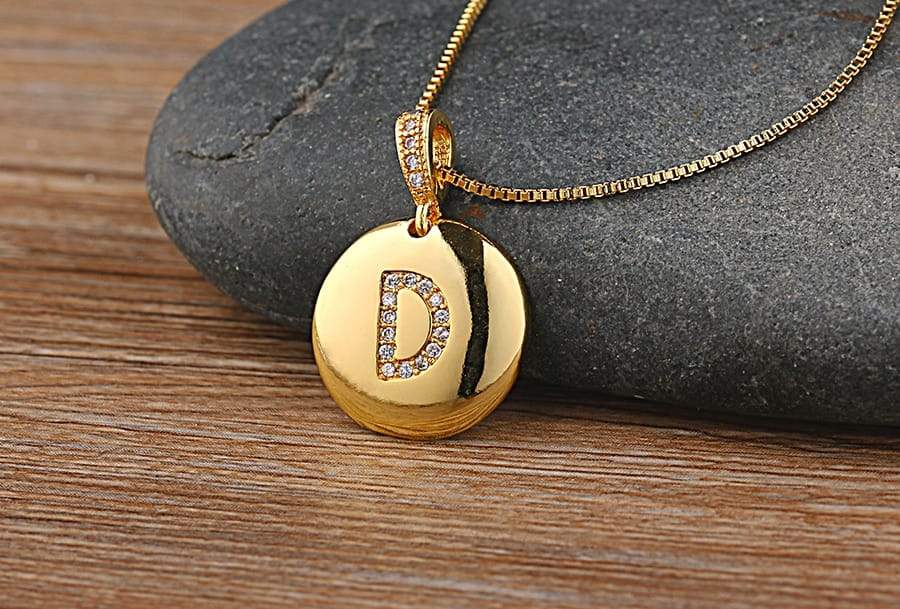 Letter Necklace Gold 26 Letters Charm Necklaces Pendants Copper CZ 