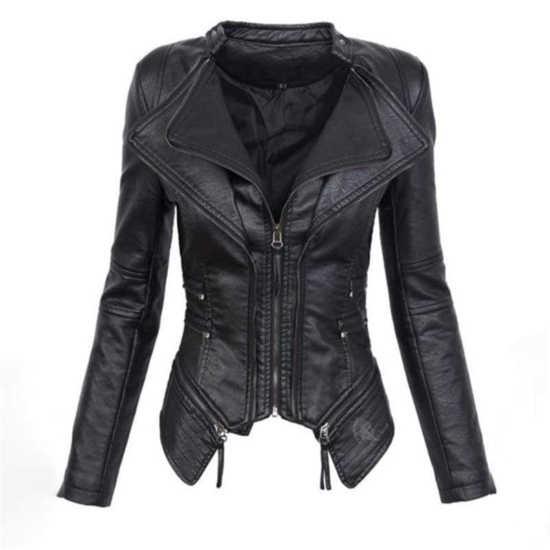 Gothic couro falso PU Mulheres Jaqueta de Inverno Moda Outono 