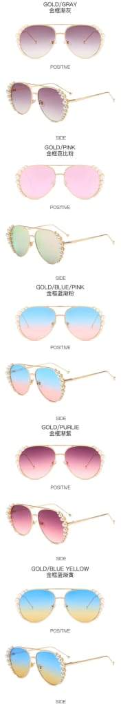 Personality Pearl Sunglasses Women Fashion Driving Ocean Sheet Glasses