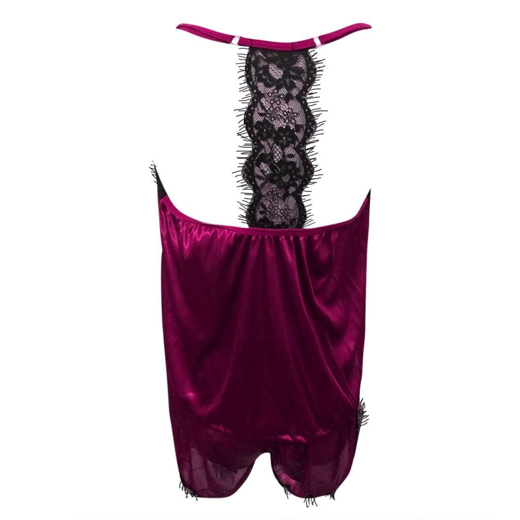 Sleeveless Strap Lace Trim Satin Cami Top Nightwear Femme Sexy Summer 