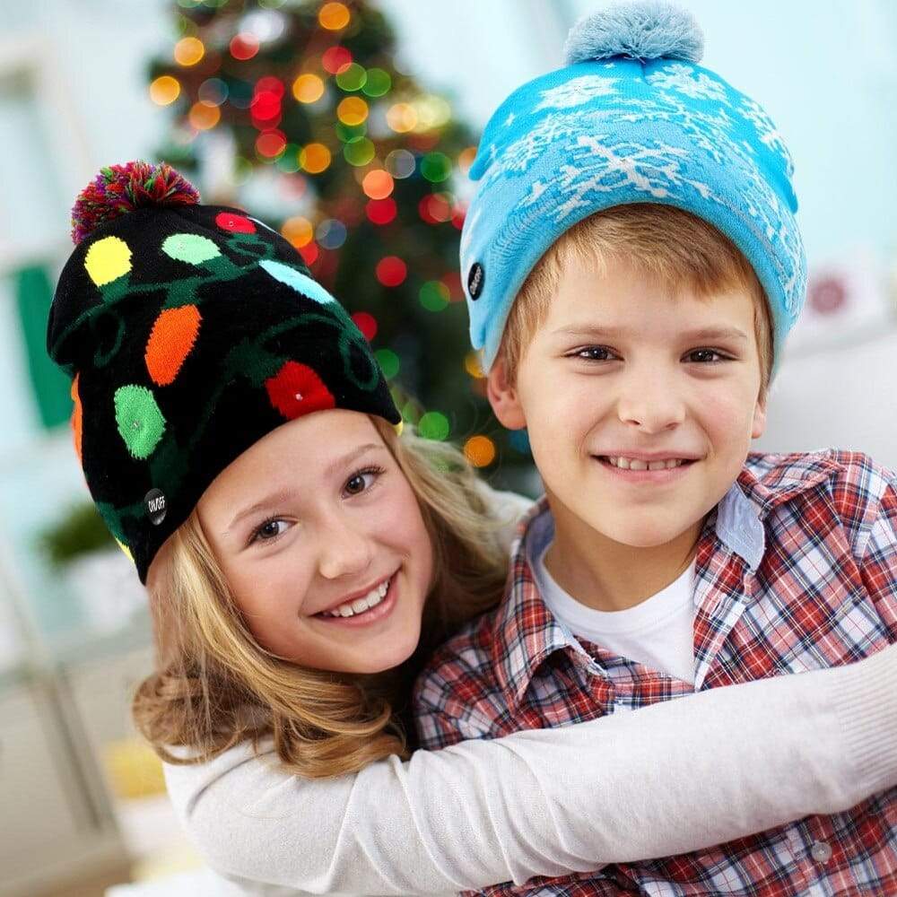 VårVarme Led Light Cotton Christmas Hat Strikket Up Beanie Kids Voksen