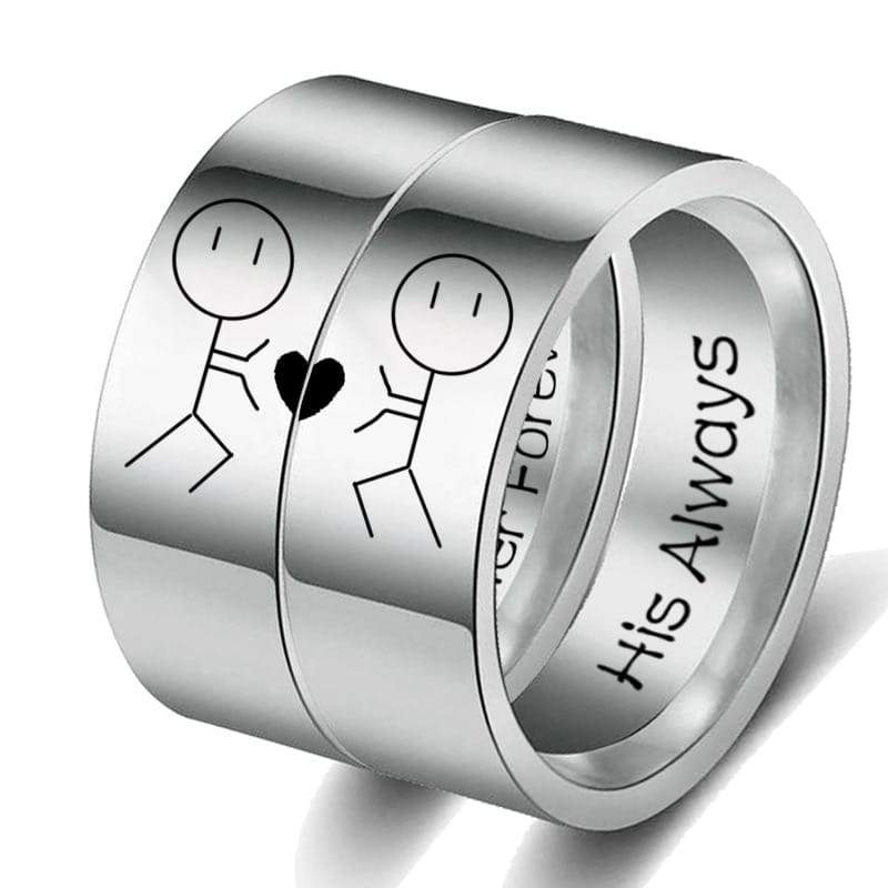 His Queen Her King Couple Ring Stainless steel Silver Color Simple 