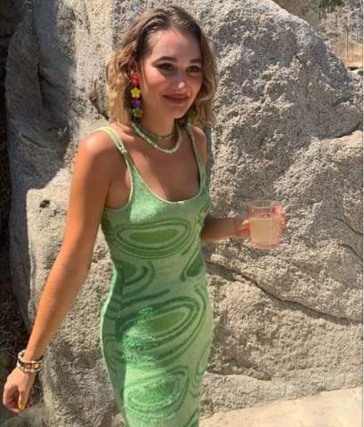 Robe moulante en tricot imprimé pour femmes, vert Y2K, été ajouré, Sexy