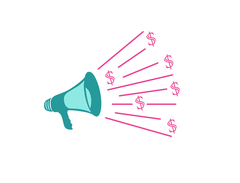 Megaphone Icon with dollar signs