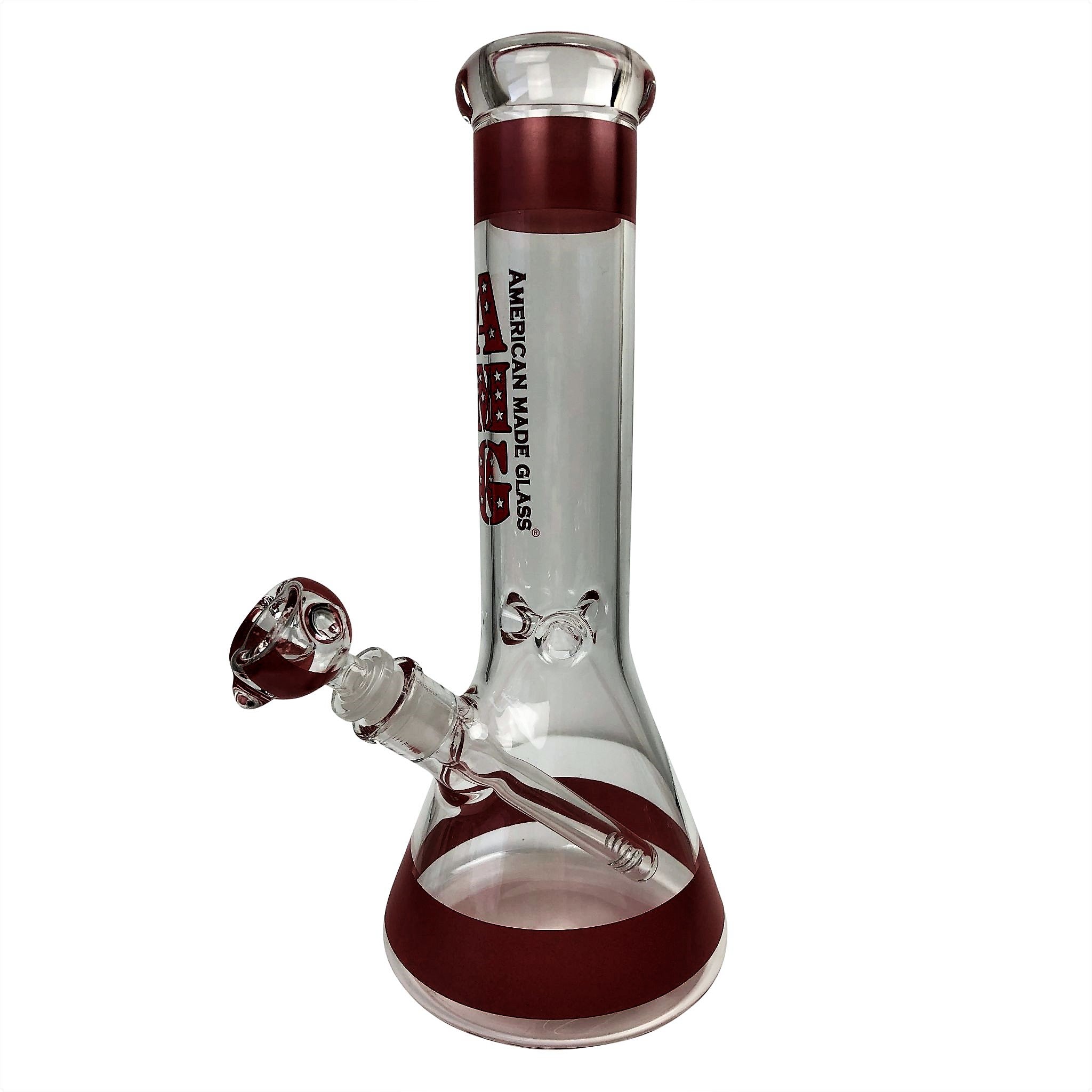 AMG Glass 12 inch Red Beaker Base Glass Bong – Glass City Pipes