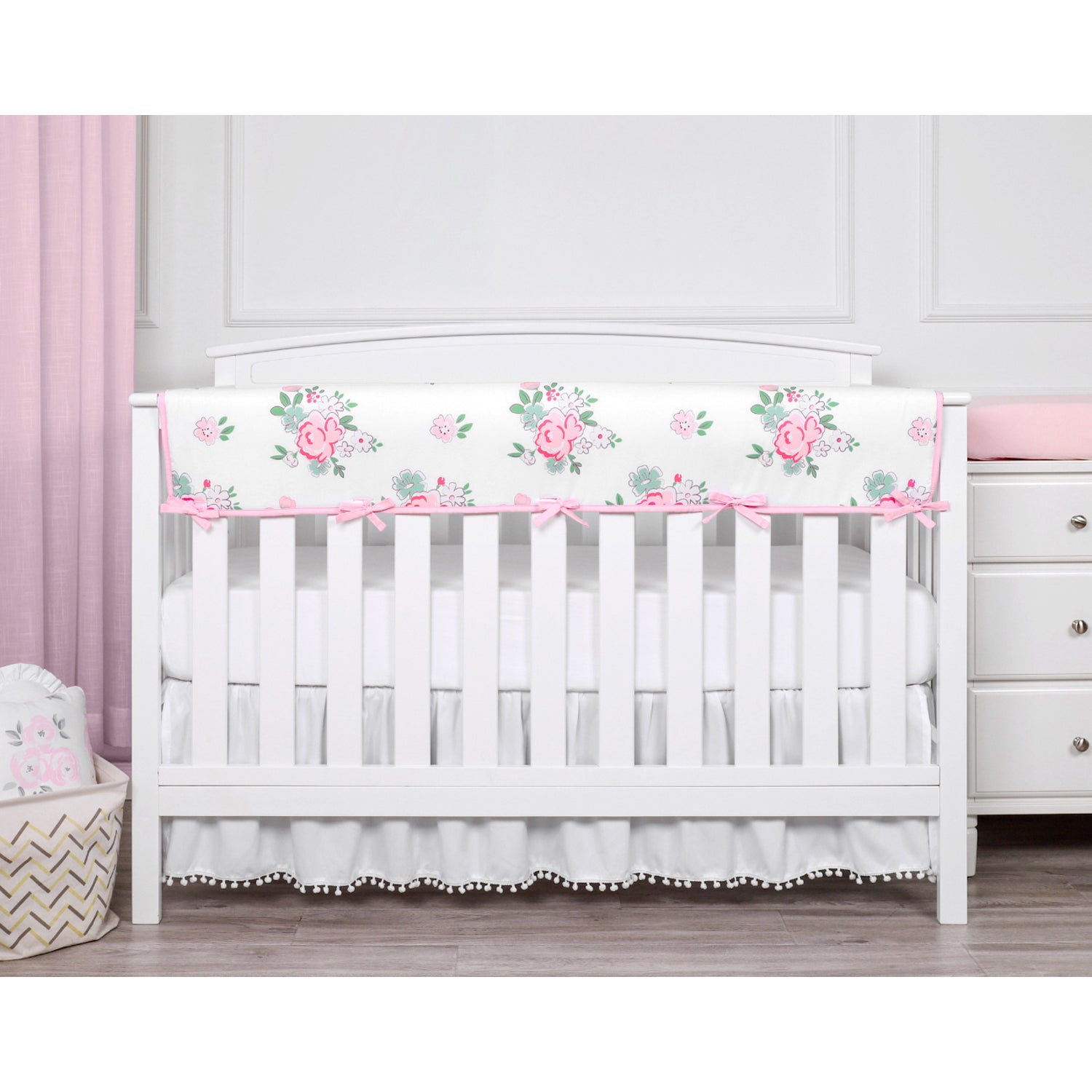 Embroidered And Reversible Baby Crib Rail Cover Protector Safe