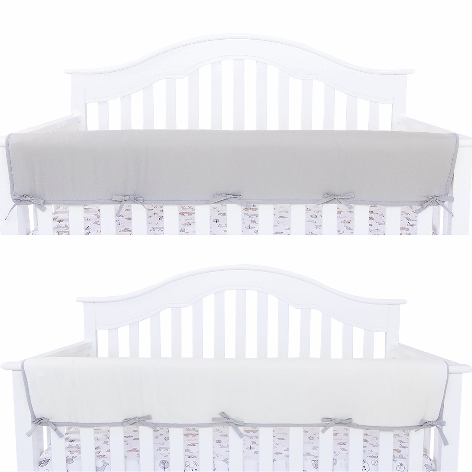 Embroidered And Reversible Baby Crib Rail Cover Protector Safe