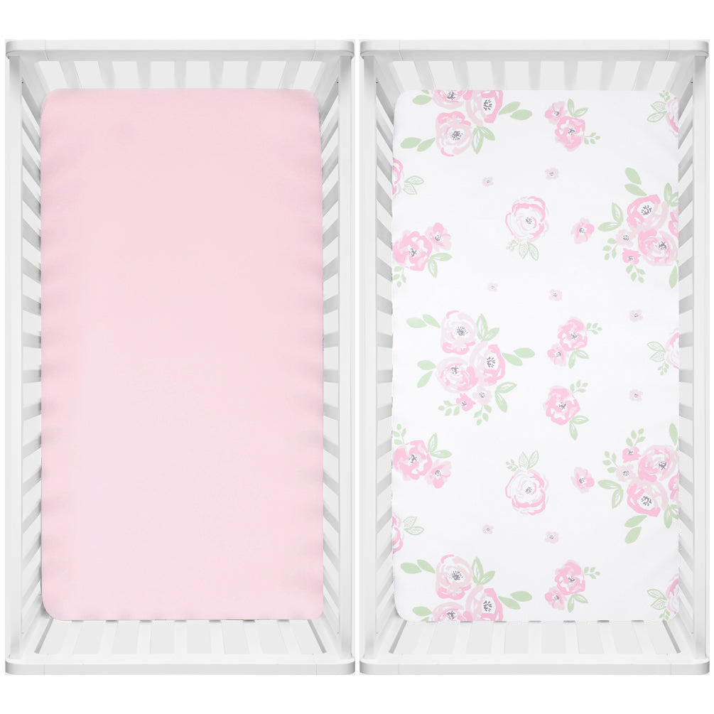 Microfiber Crib Sheets Floral Pink Tillyou