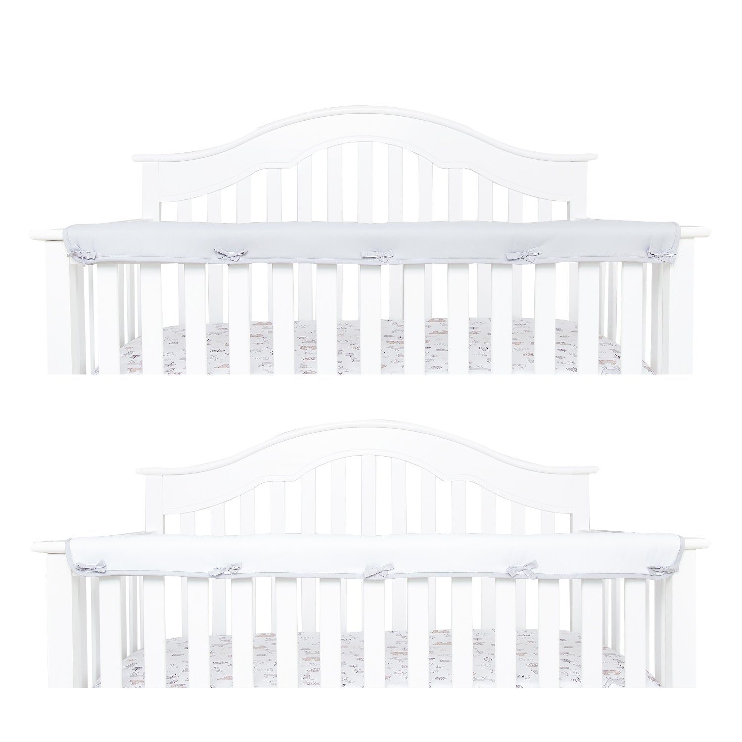 Silky Soft Reversible Padded Baby Crib Rail Cover Protector Safe