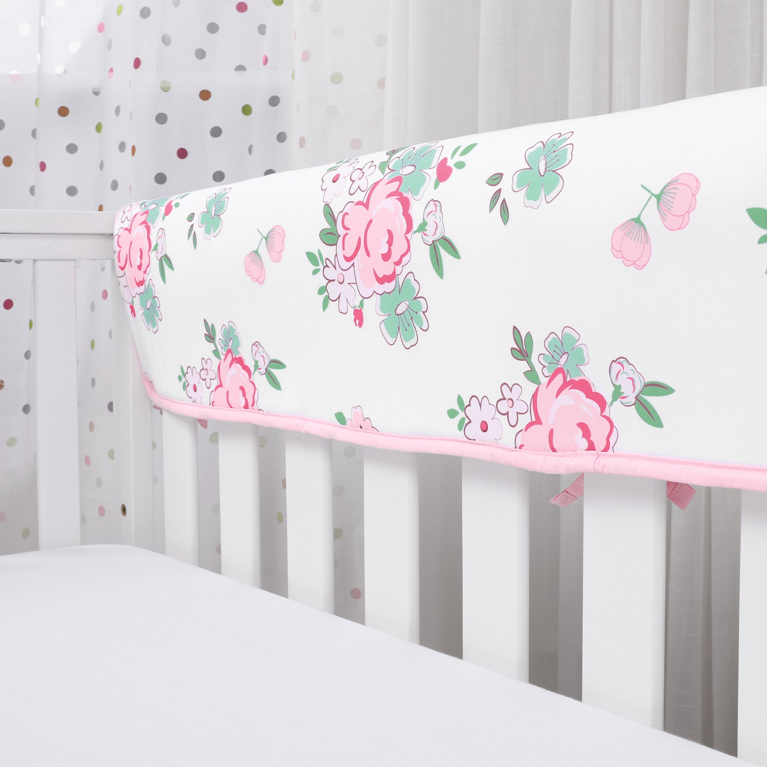 Embroidered And Reversible Baby Crib Rail Cover Protector Safe