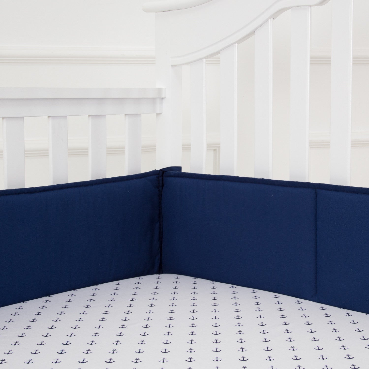 navy crib bumper