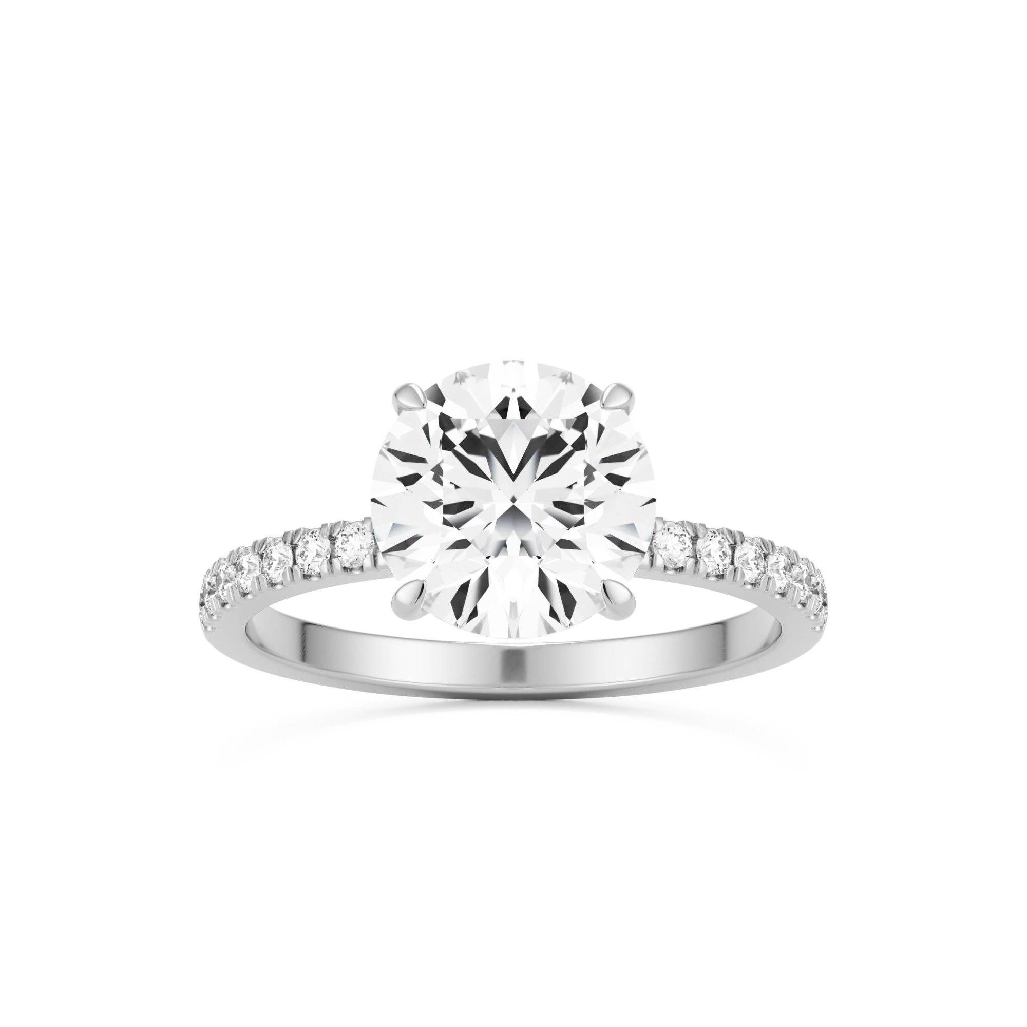The Four Prong Round Pavé Moissanite Engagement Ring | Gema&Co