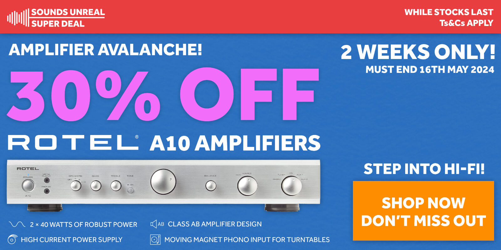 30% OFF on Rotel A10 Amplifiers