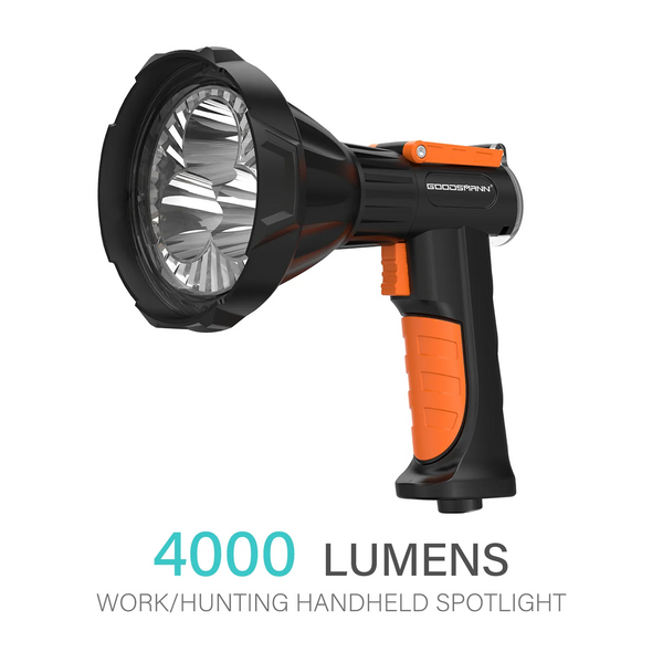 GOODSMANN Rechargeable Spotlight Flashlight Waterproof 3000 lumen Port 