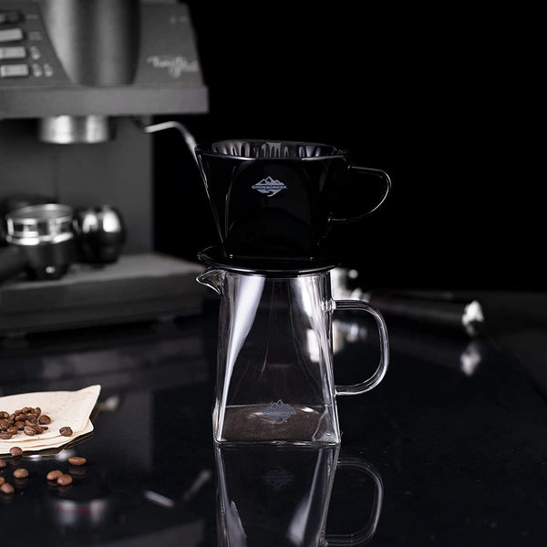CrossCreek Pour Coffee Dripper Set Manual Drip Coffee-maker Glass Carafe White Coffee Dripper Coffee Filters 9917-C001-064