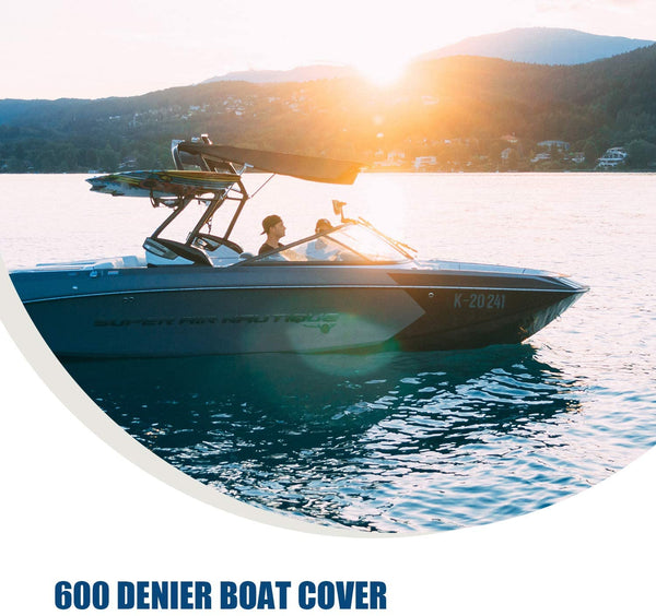 MR. COVER 600D Marine Grade Boat Cover for 22-24FT T-Top, Center Console,  Hard Top Boats, Beamwidth Up to 106 Inch, Heavy-Duty and Waterproof