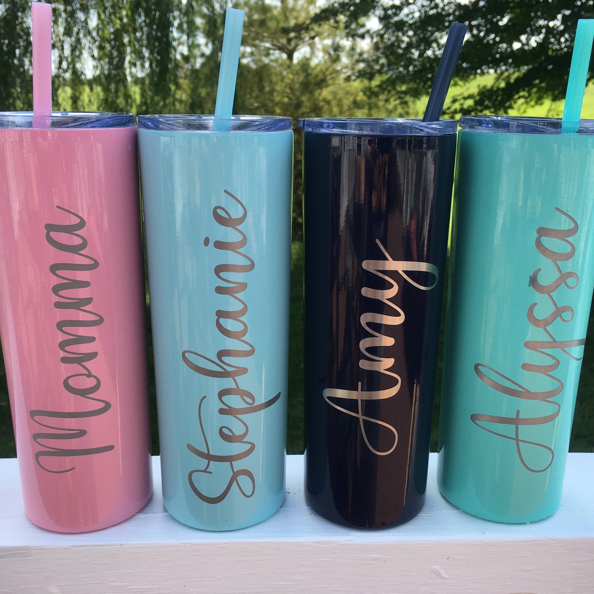 Elemtansy Personalized 40 Oz Tumbler with Handle and Straw, Custom