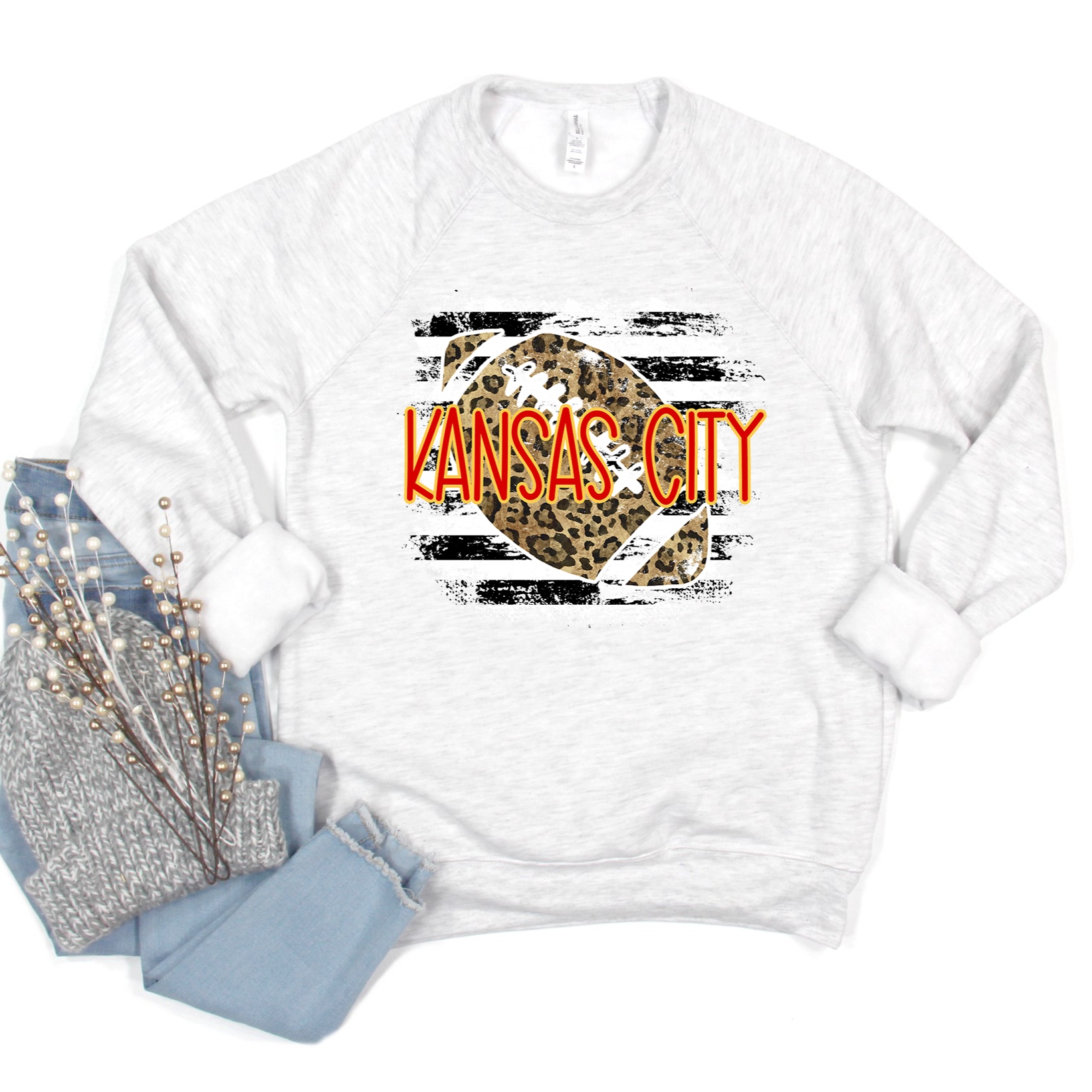 WHITE Kansas City Football Crew Sweatshirt