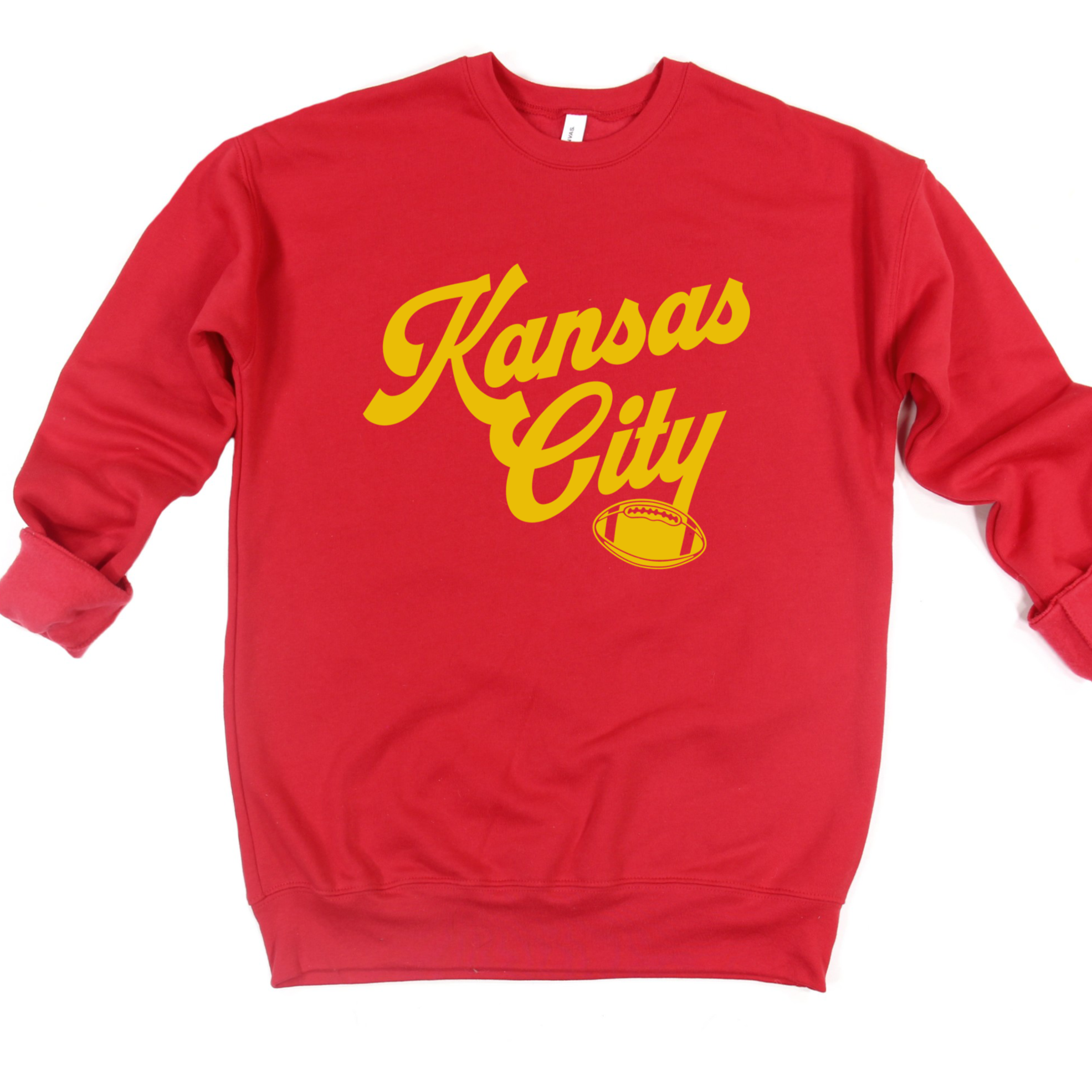 KANSAS CITY FOOTBALL SWEATSHIRT - RED – Bellboy Apparel