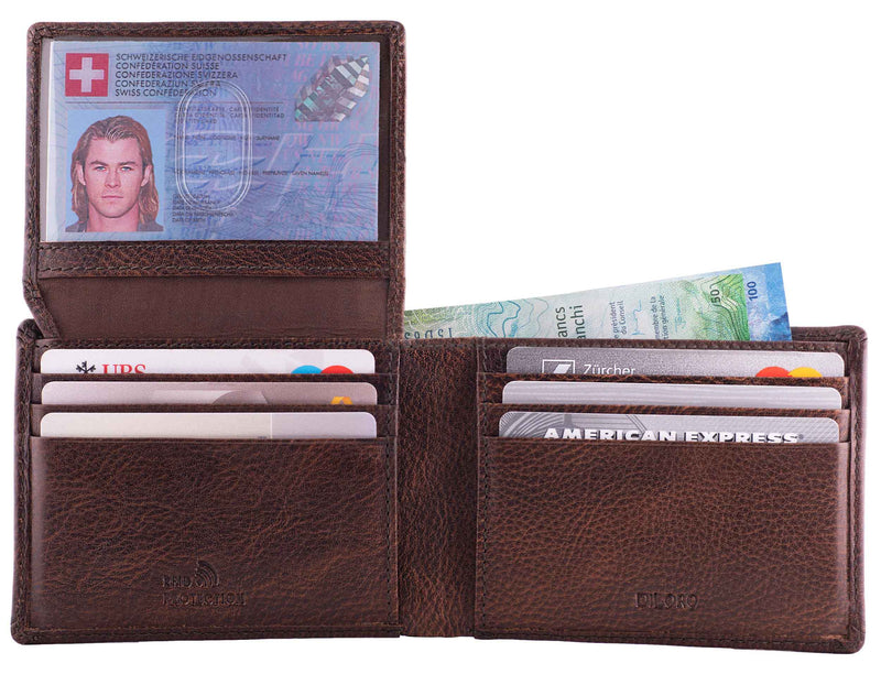 DiLoro Men's RFID Leather Wallets Pen Holder Display Case Watch Box
