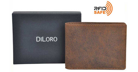 All DiLoro Men's Leather Wallets are equipped with strong RFID Blocking Technology
