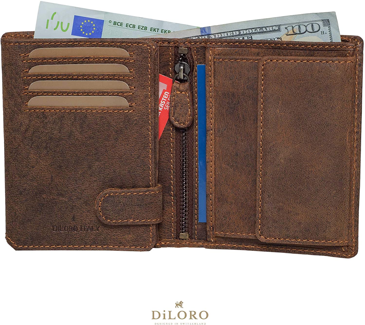 Fragiel Nucleair Individualiteit Large RFID Blocking Men's Bifold Leather Wallet Vertical - DiLoro Leather