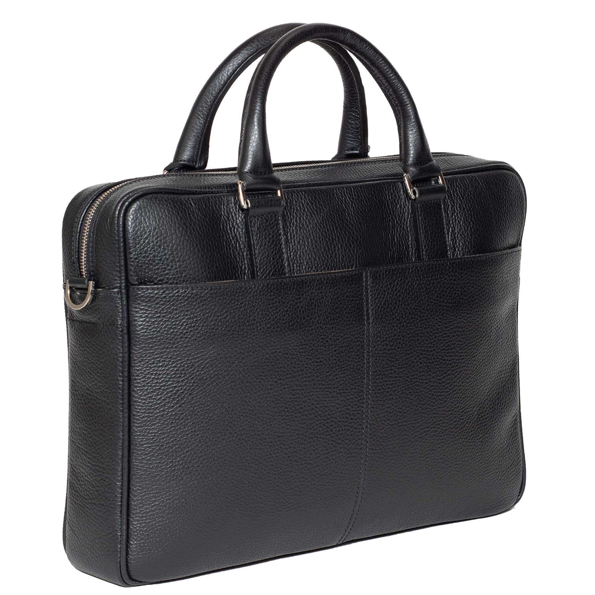 Slim Italian Leather Briefcases for Men Black Made in Italy - DiLoro