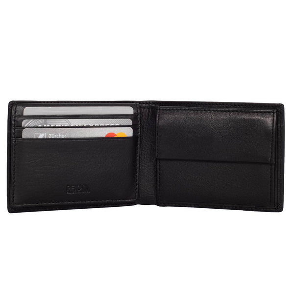 DiLoro Men's Compact Bifold Leather Wallet RFID Black