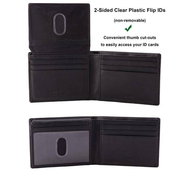 DiLoro Men's Slim Bifold RFID Leather Wallet 2 ID Black or Brown ...