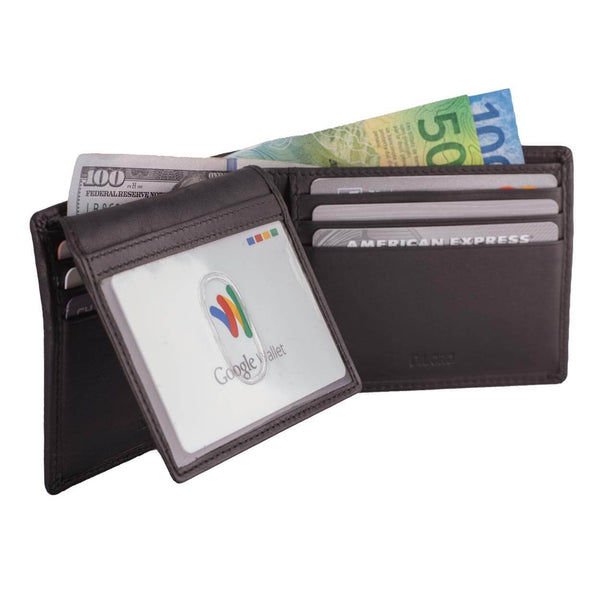 DiLoro Men's Slim Bifold RFID Leather Wallet 2 ID Black or Brown ...
