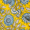 Pure Cotton Jaipuri Yellow With Blue Sunflower Jaal Hand Block Print Fabric