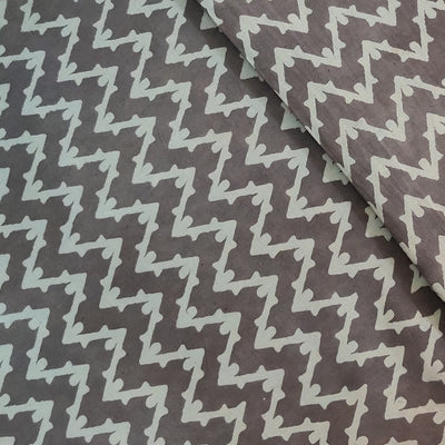 Pure Cotton Kashish With Zig Zag Hand Block Print Fabric