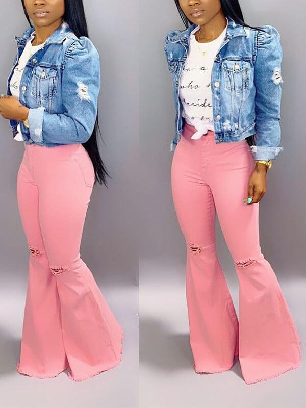 flare jeans with rips