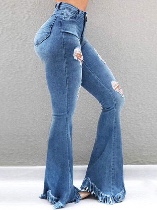 flare jeans with rips