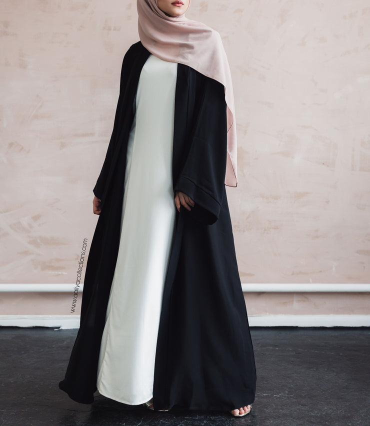 plain black open abaya uk